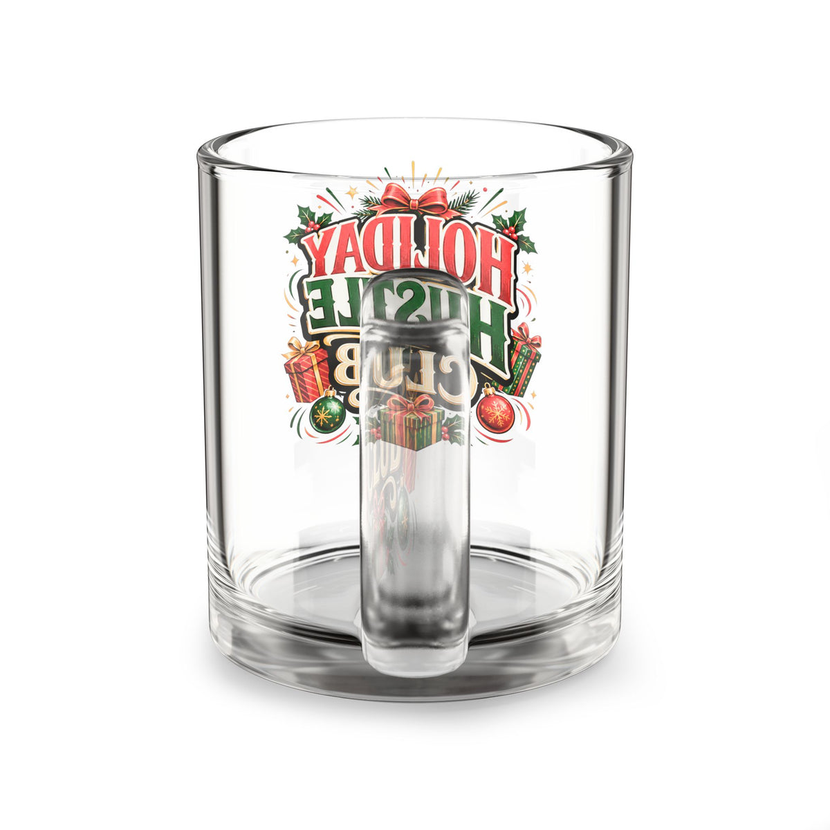 Christmas Glass Mug 10 oz Glass Mug — Holiday Hustle Club Christmas Coffee Mug (10oz)