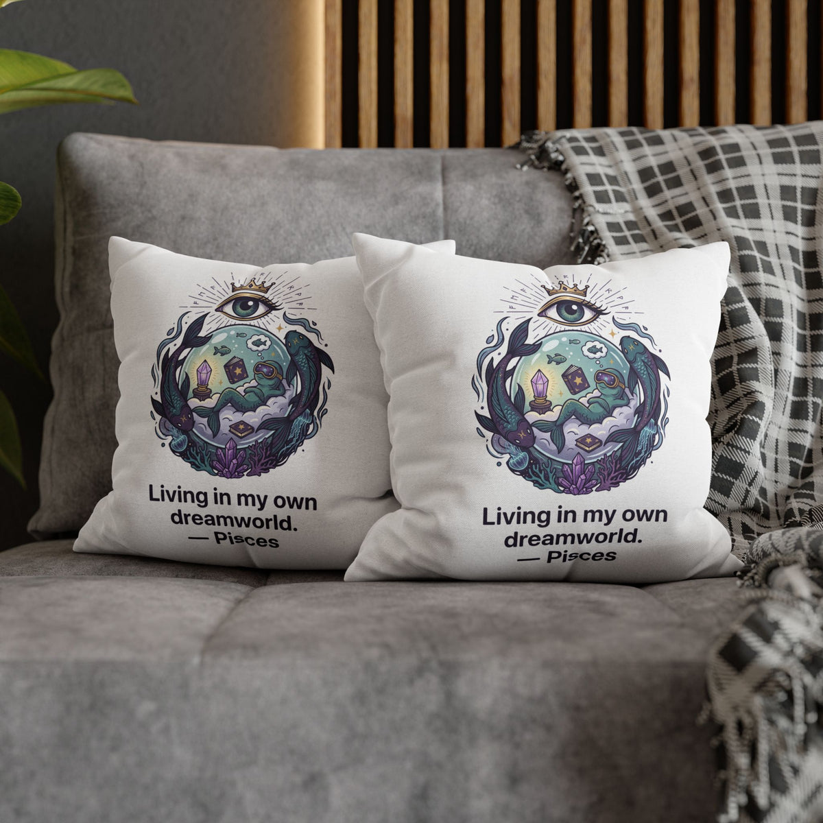 Pisces Dreamworld Decorative Pillowcase — "Living in my own dreamworld" Zodiac Cushion Cover