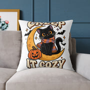 Halloween Cat Pillow — "Creep It Cozy" Decorative Square Throw Pillow