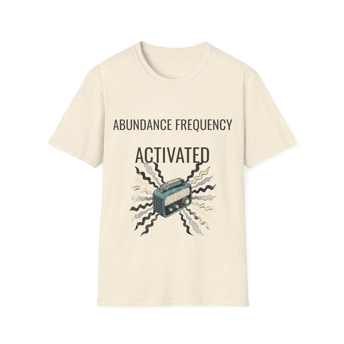 "Abundance Frequency Activated" Retro Radio Tee - Aesthetic Law Of Attraction Manifest White T-Shirt - Trending Now - September 2026
