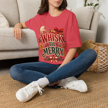 Christmas Baking T-Shirt — "Whisk 'Til Merry" Holiday Tee