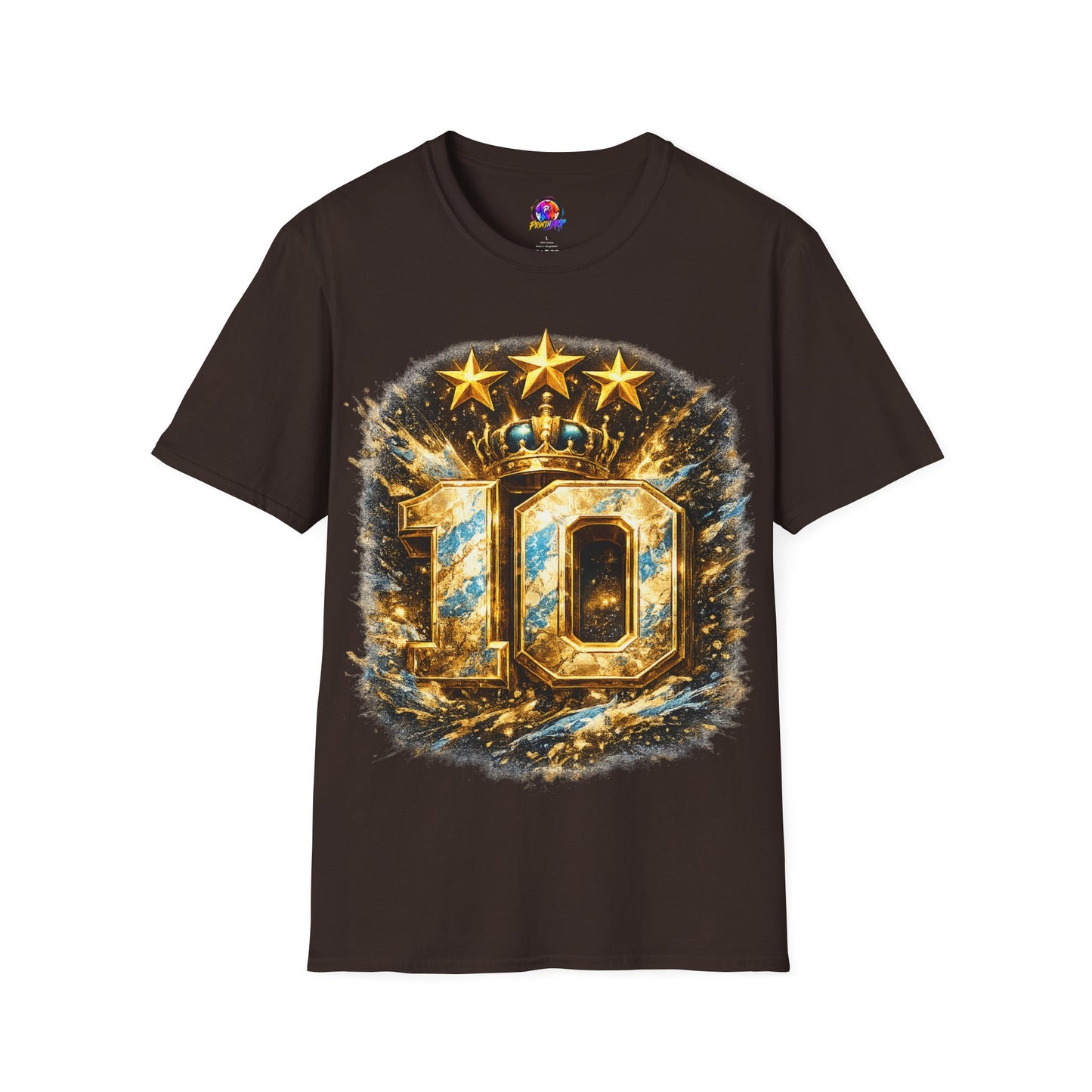 Argentina, MESSI #10 T-Shirt — Gold Crown '10' Victory Graphic Tee