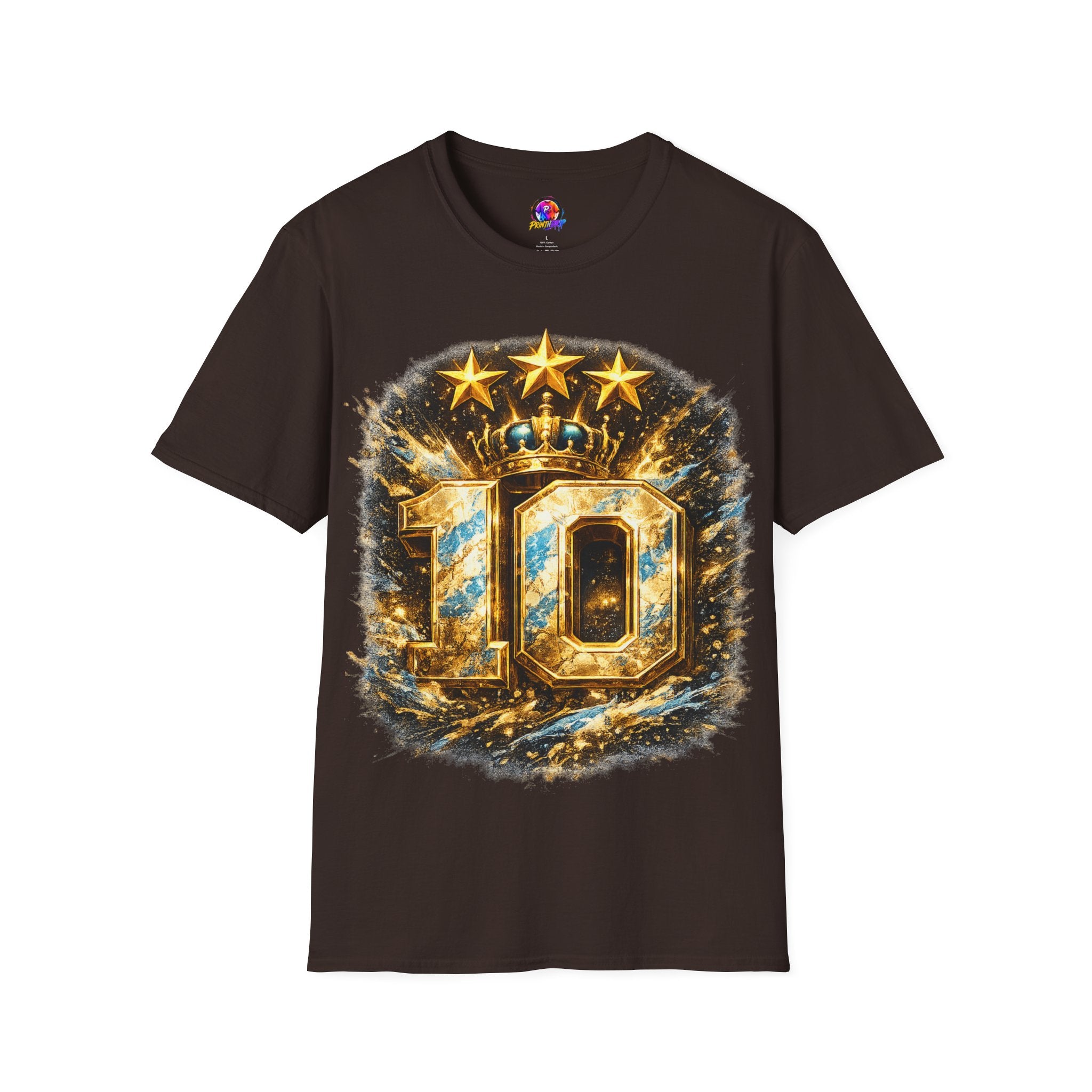 Argentina, MESSI #10 T-Shirt — Gold Crown '10' Victory Graphic Tee