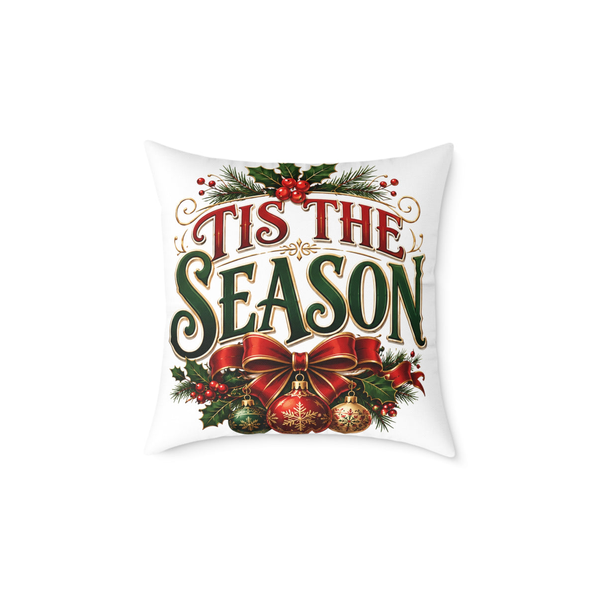 Christmas 'Tis The Season Holiday Throw Pillow – Festive Christmas Decorative Cushion