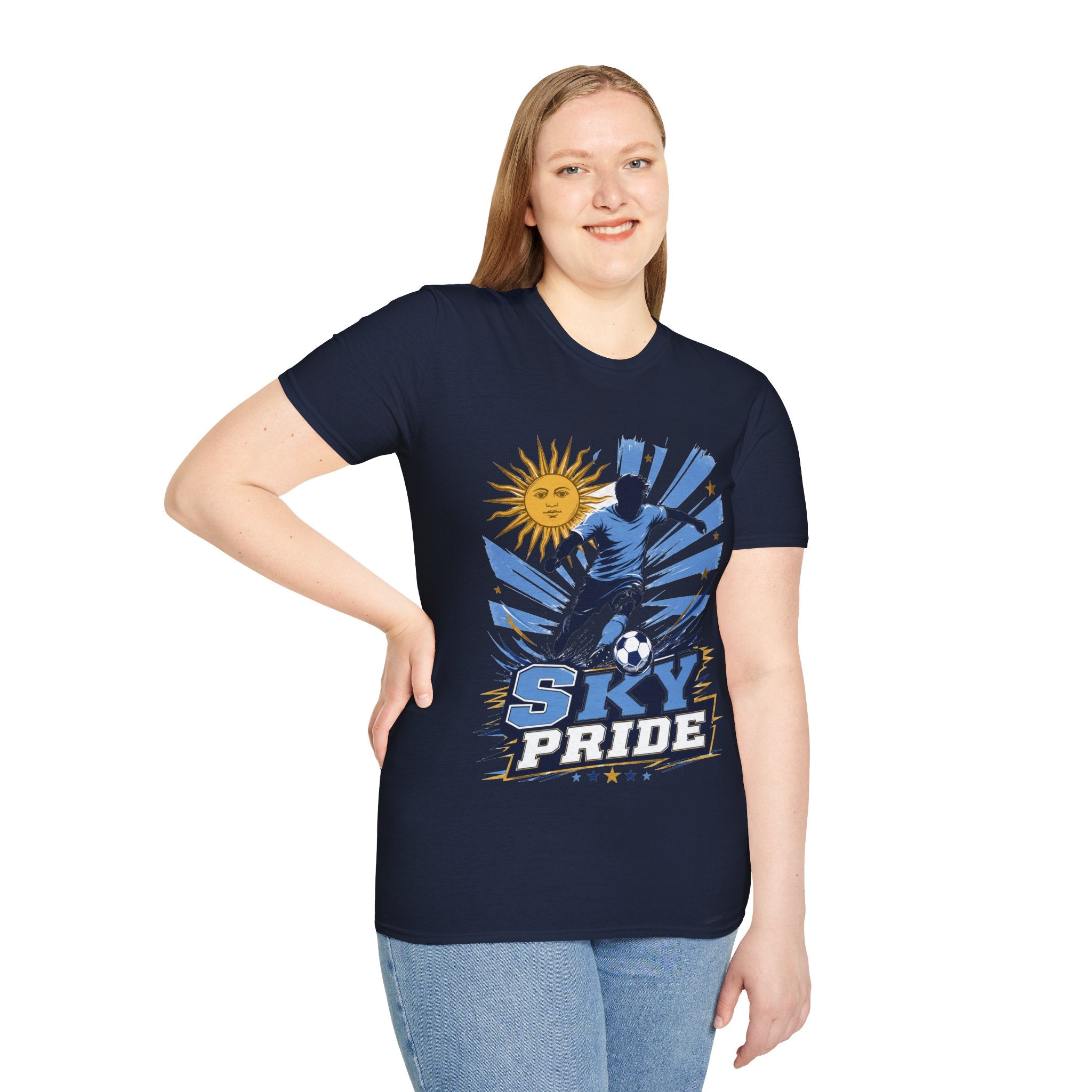 Uruguay Soccer Sky Pride T-Shirt — Argentina Sun Football Graphic Tee