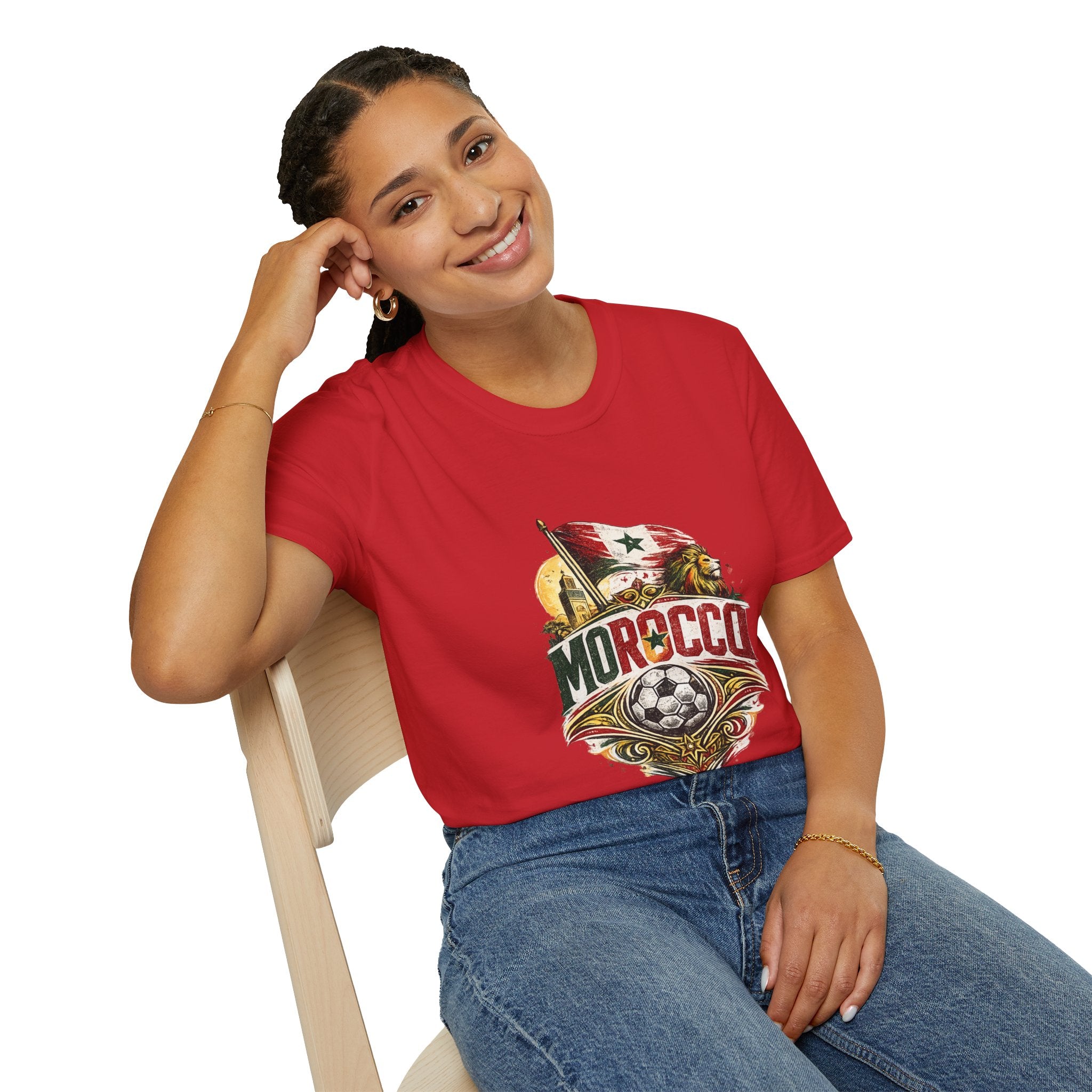 Morocco Soccer T-Shirt — Vintage Flag & Lion Football Tee