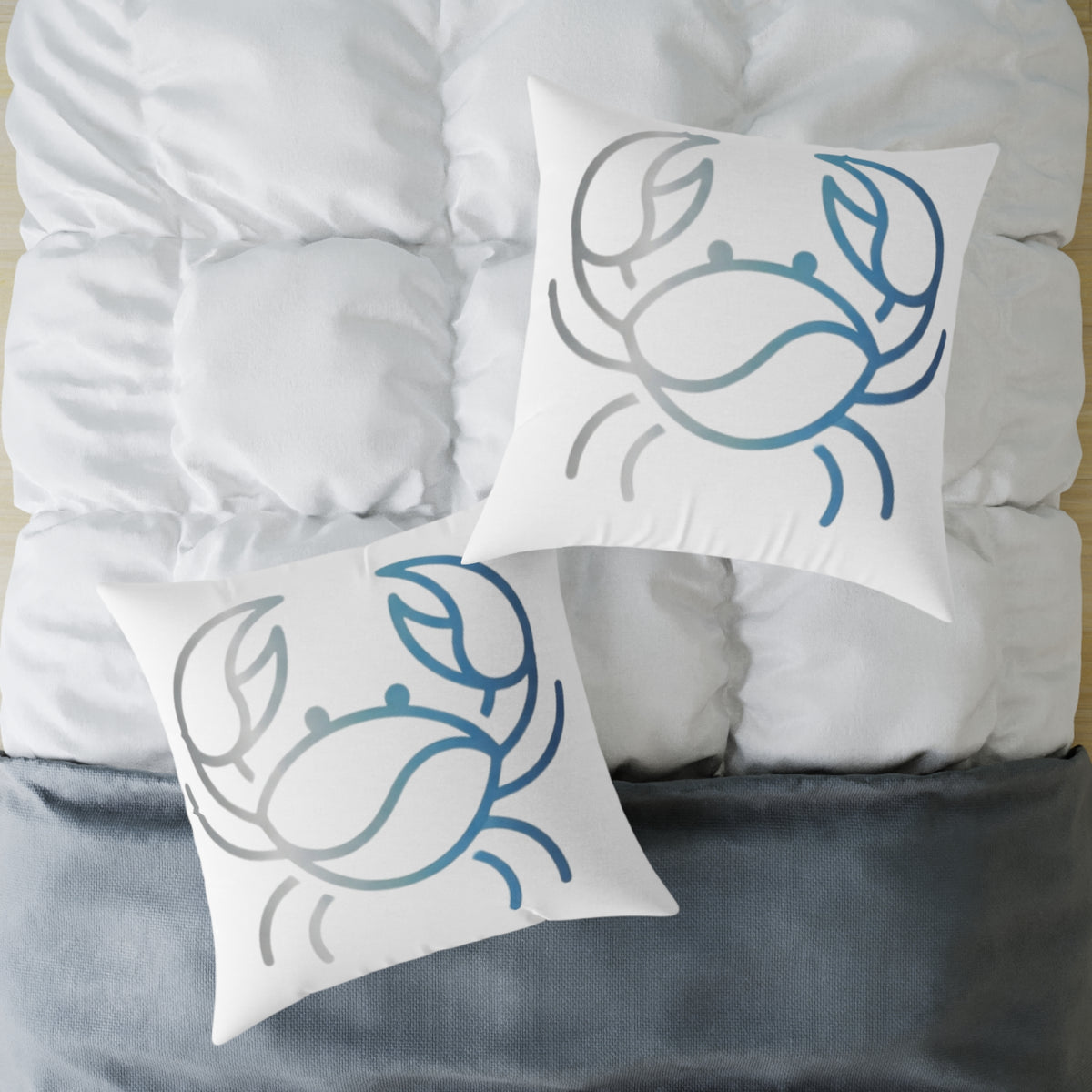 Cancer Zodiac Coastal Crab Square Throw Pillow