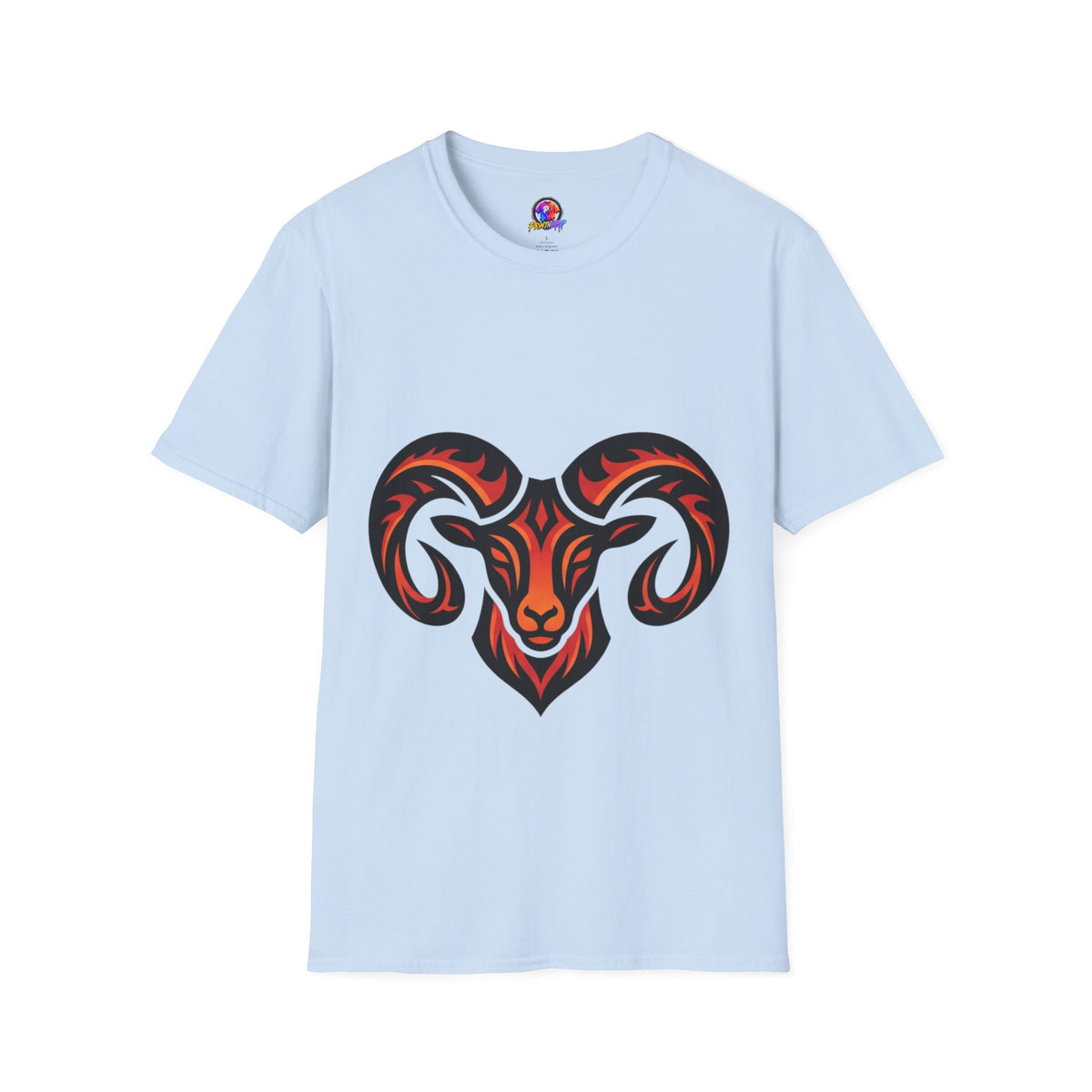 Aries Zodiac Ram Head Graphic T-Shirt — Tribal Flame Aries Design