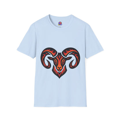 Ram Head Graphic T-Shirt — Tribal Flame Aries Design