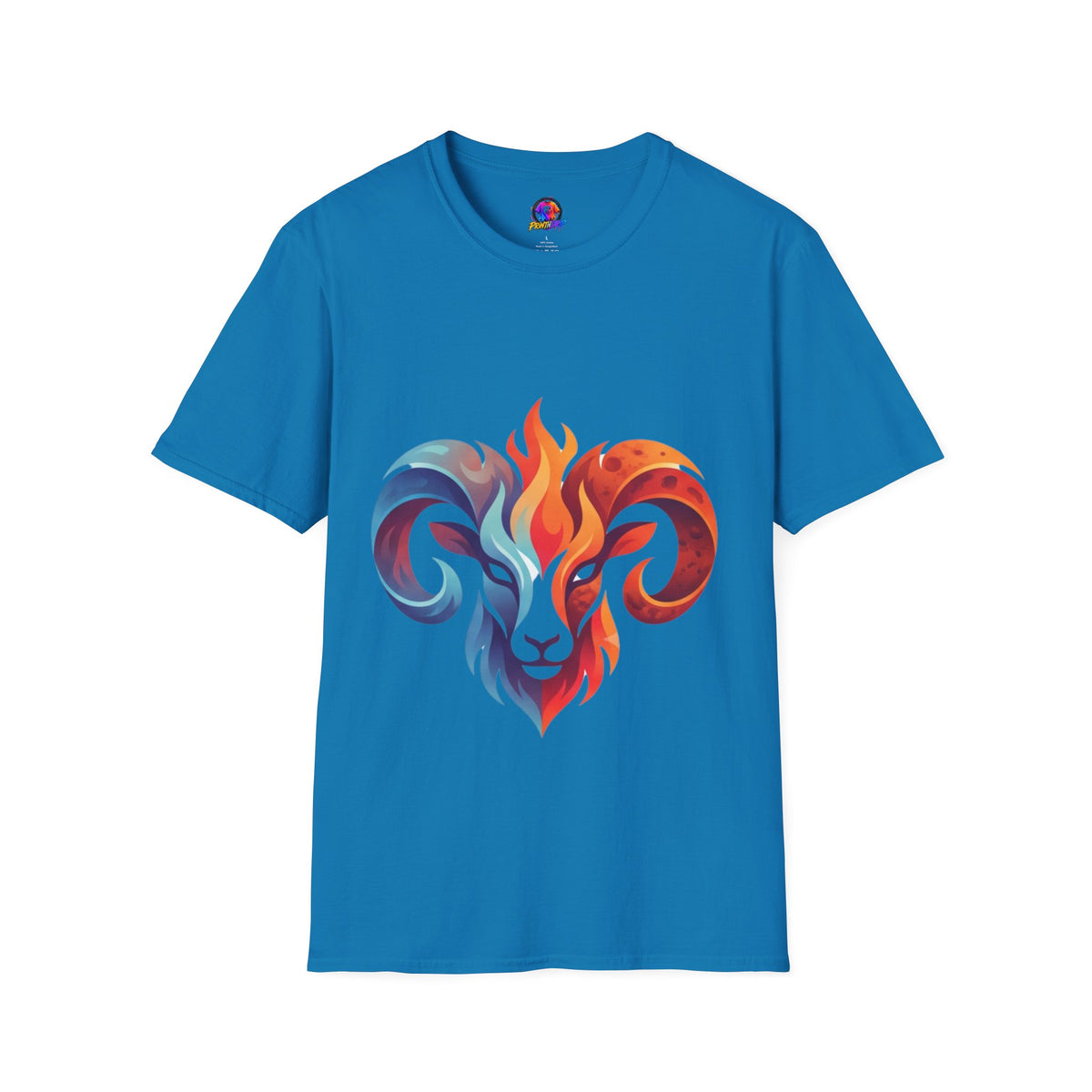 Aries Zodiac Ram Head Flame Graphic T-Shirt — Bold Aries Zodiac Tee