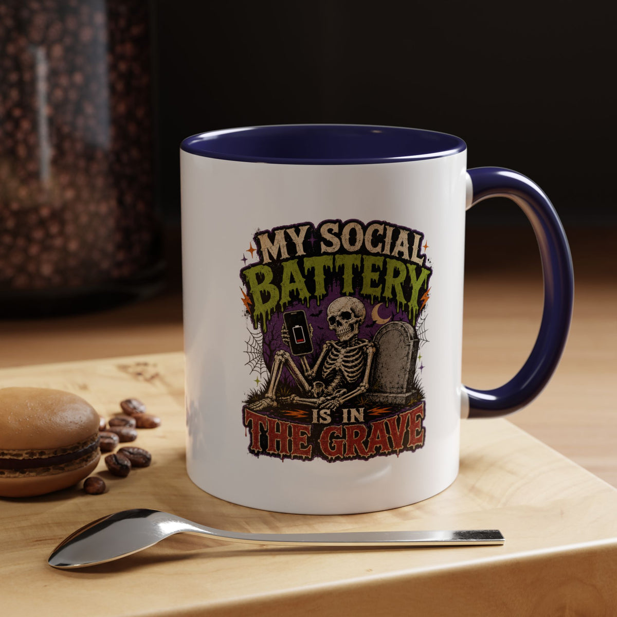 Halloween  My Social Battery Accent Coffee Mug