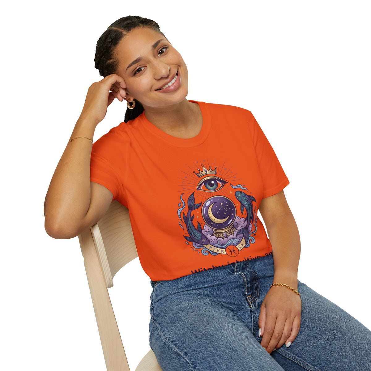 Pisces Mystic Eye T-Shirt — Witchy Astrology Moon & Crown Design