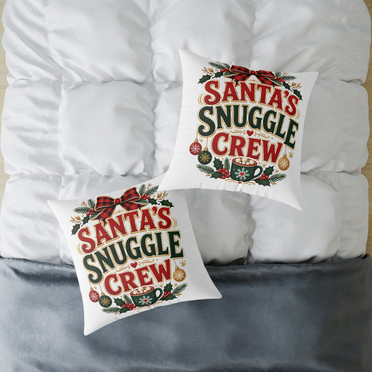 Santa’s Snuggle Crew Christmas Pillow — Festive Holiday Decorative Throw Pillow