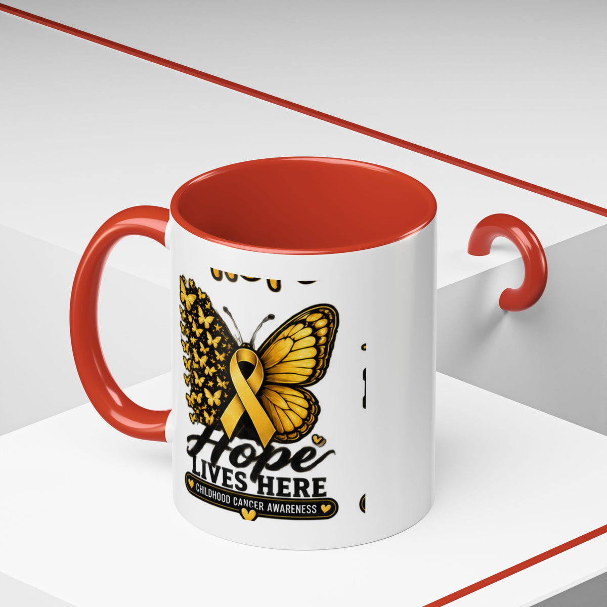 Children’s Cancer Awareness Accent Coffee Mug — "Hope Lives Here" (11/15oz)