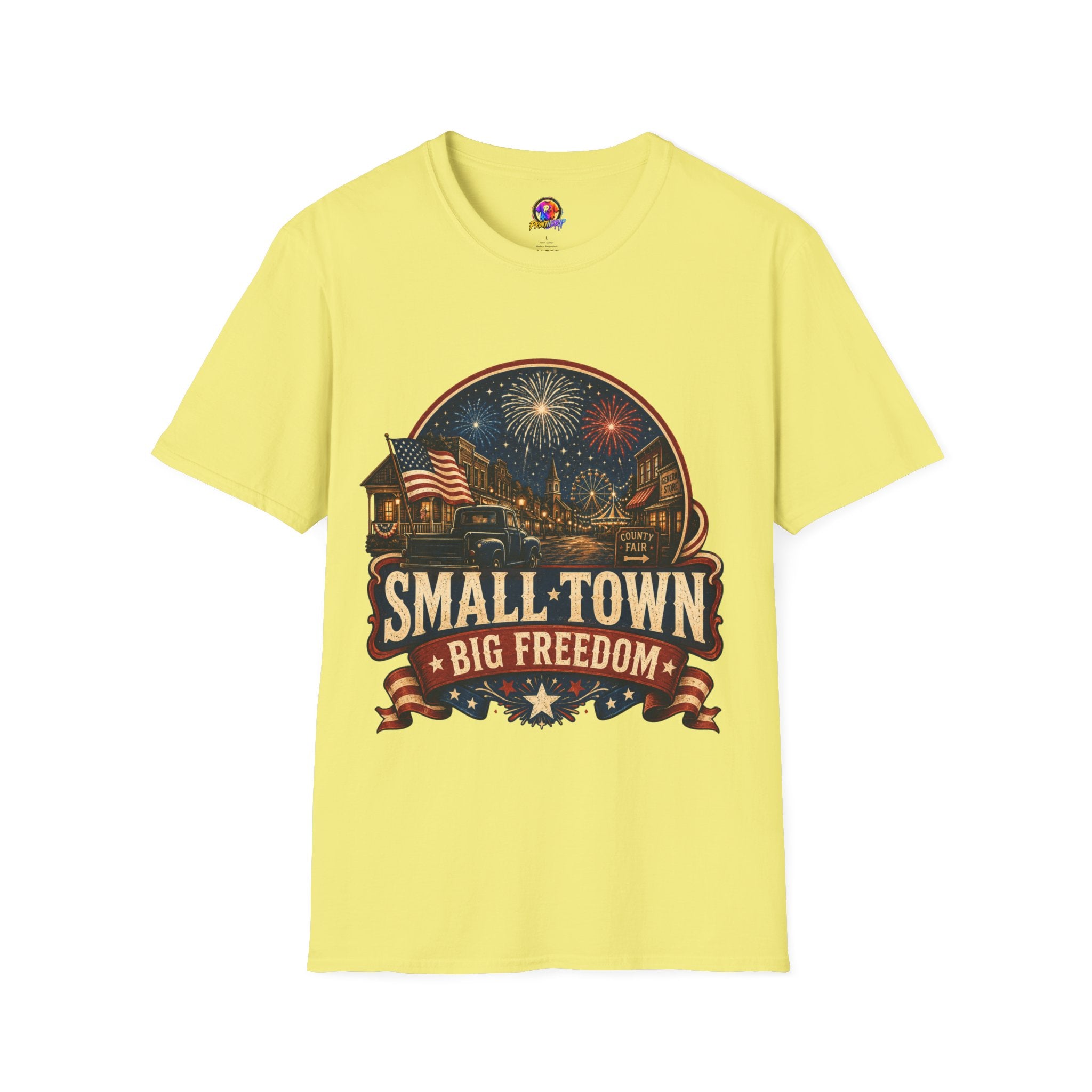 Small Town Big Freedom T-Shirt — Patriotic 4th of July Fireworks Tee