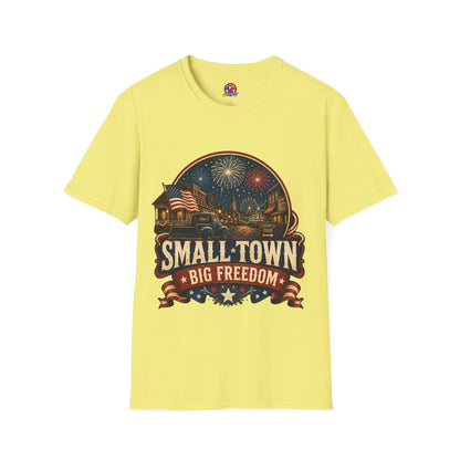Small Town Big Freedom T-Shirt — Patriotic 4th of July Fireworks Tee