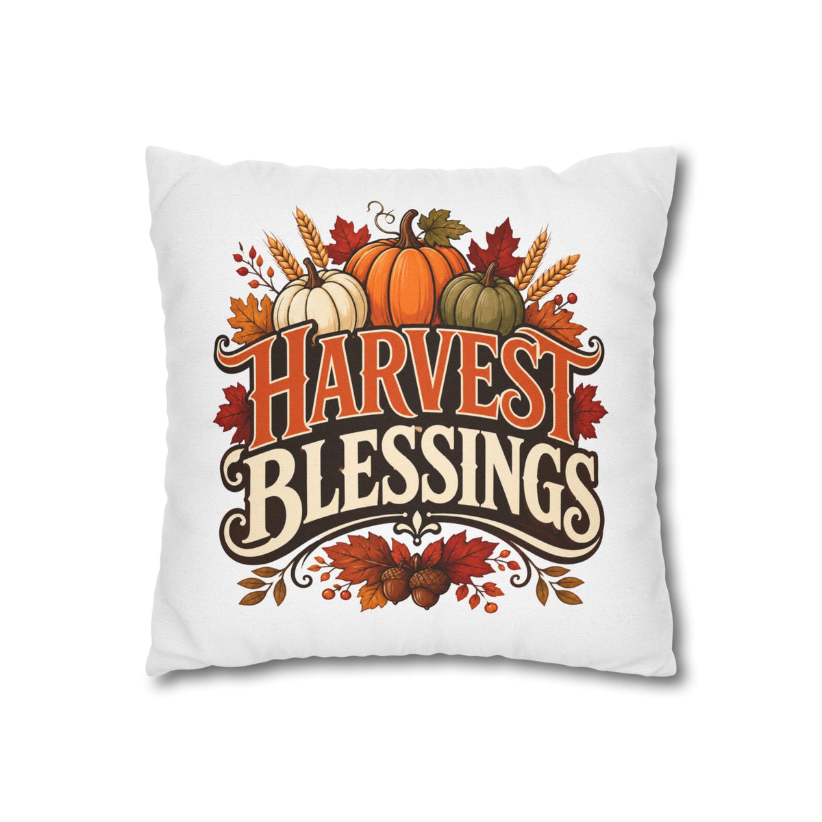 Thanksgiving Harvest Blessings Throw Pillowcase — Autumn Pumpkin Fall Decor