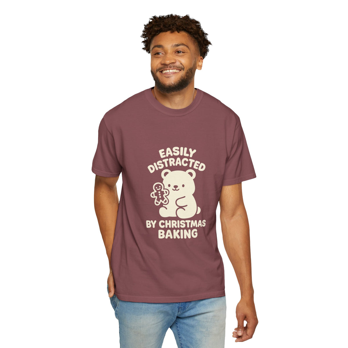 T-Shirt — "Easily Distracted by Christmas Baking" Cute Bear Holiday Tee- Trending Now - October 2026