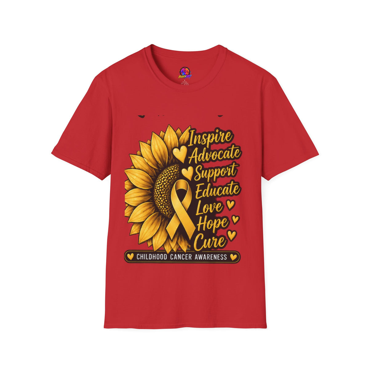 Childhood Cancer Awareness Sunflower T-Shirt – Inspire Advocate Support Educate Love Hope Cure