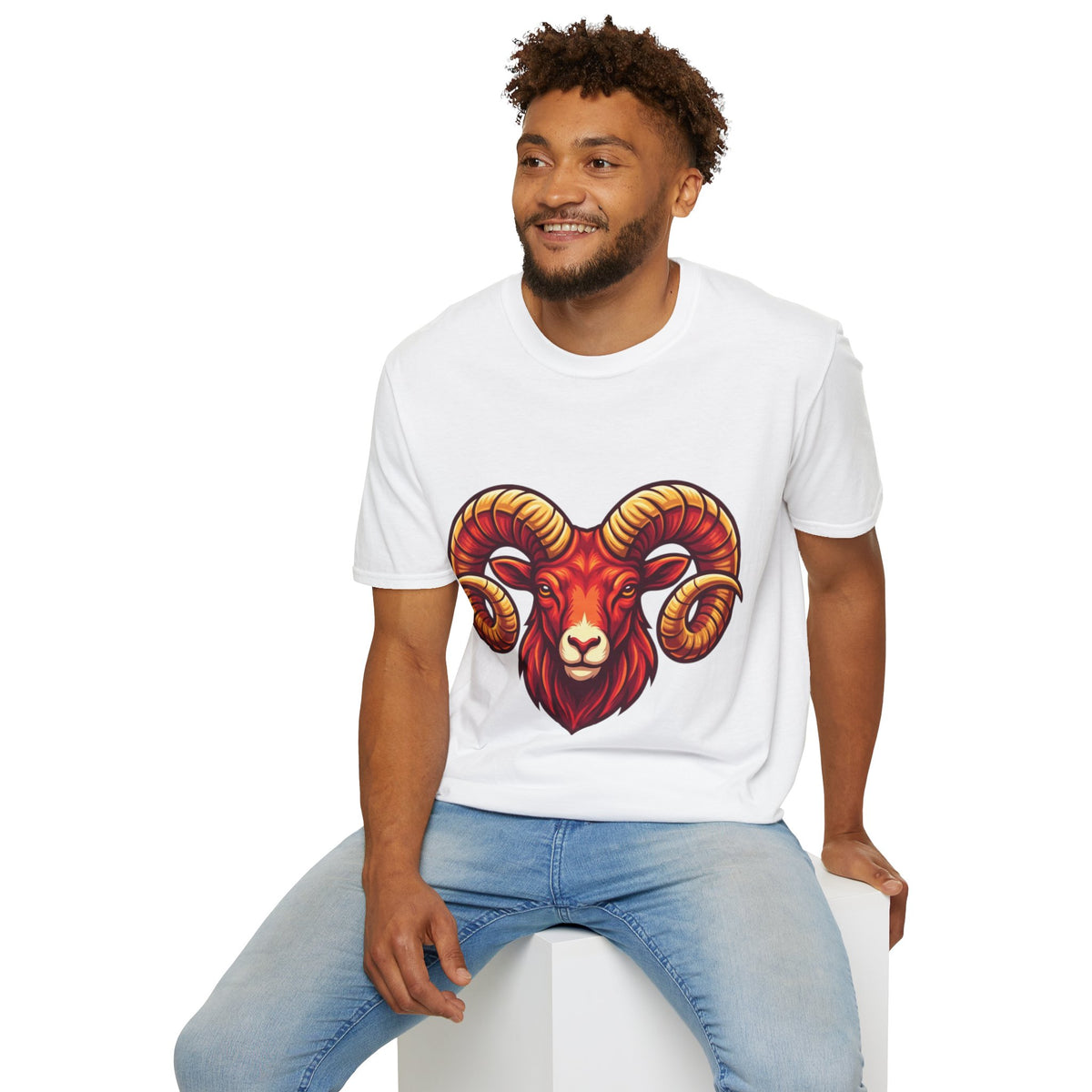Aries Zodiac Ram Skull T-Shirt — Bold Goat Horn Graphic Tee (Aries/Zodiac)