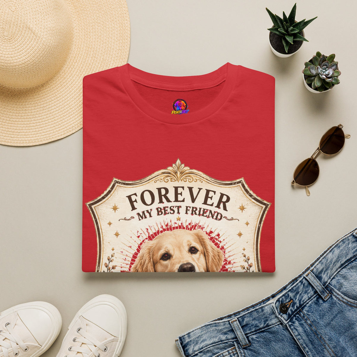 Dog Memorial T-Shirt — "Forever My Best Friend" Personalized Golden Retriever Tribute