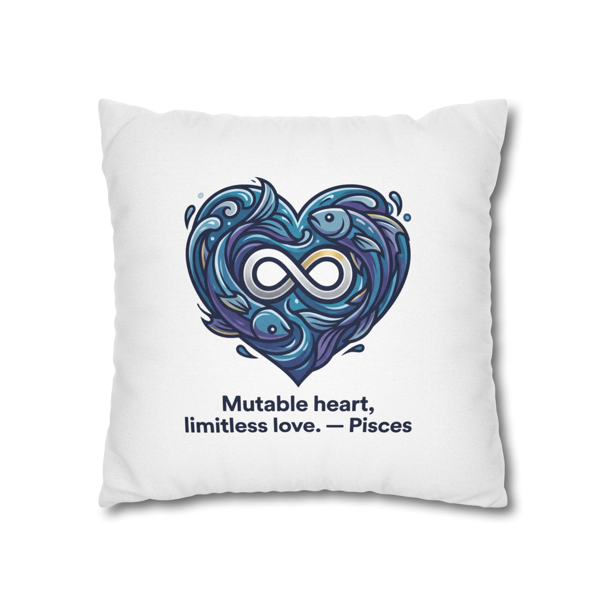 Pisces Infinity Heart Pillowcase — "Mutable heart, limitless love."