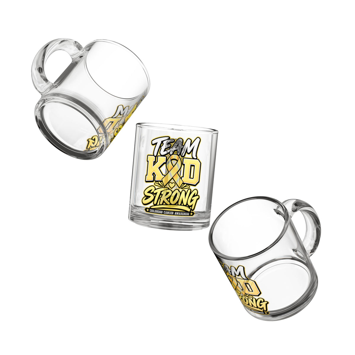 Glass Mug — "Team Kid Strong" Childhood Cancer Awareness 10oz