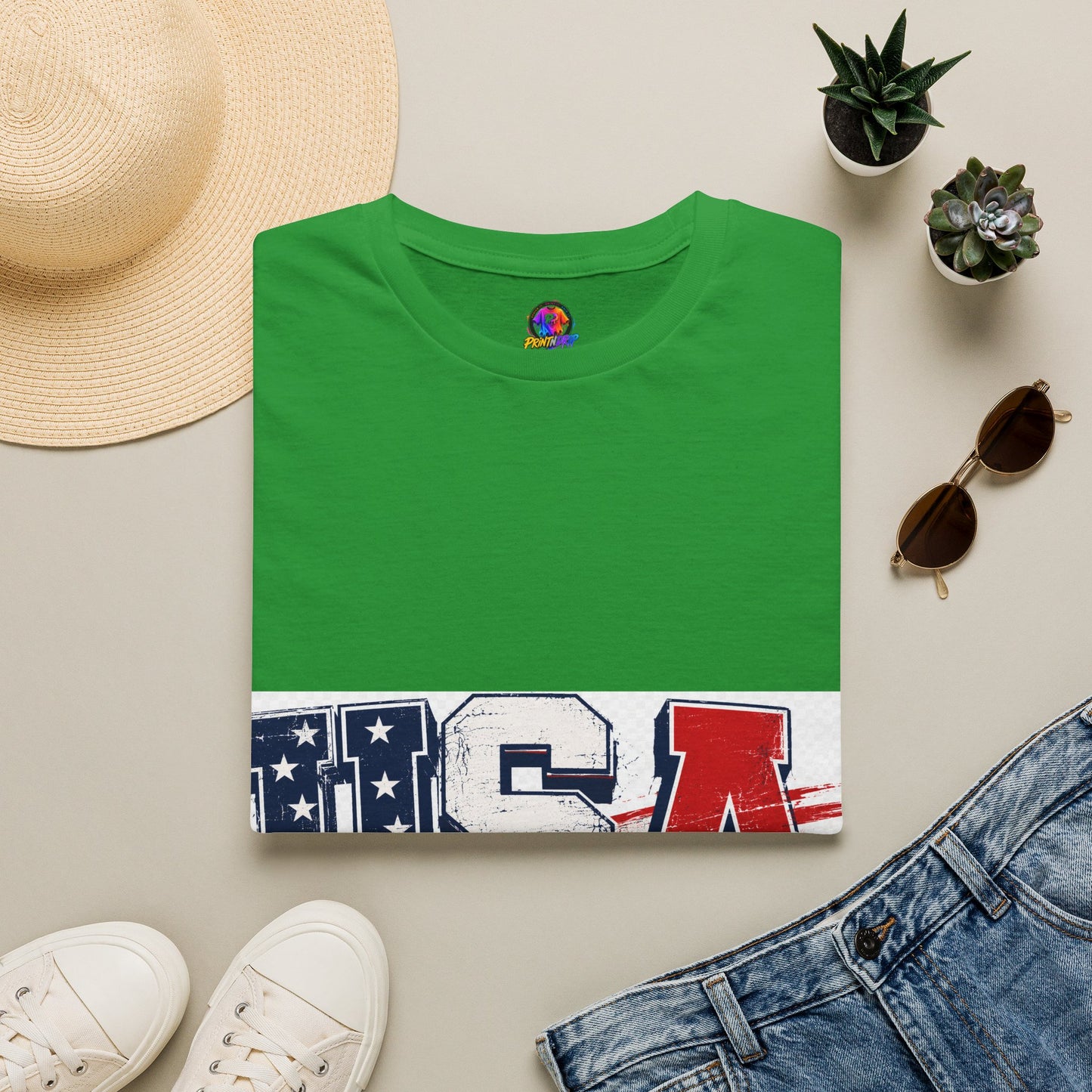 USA Flag Graphic T-Shirt — Patriotic Red White & Blue Tee
