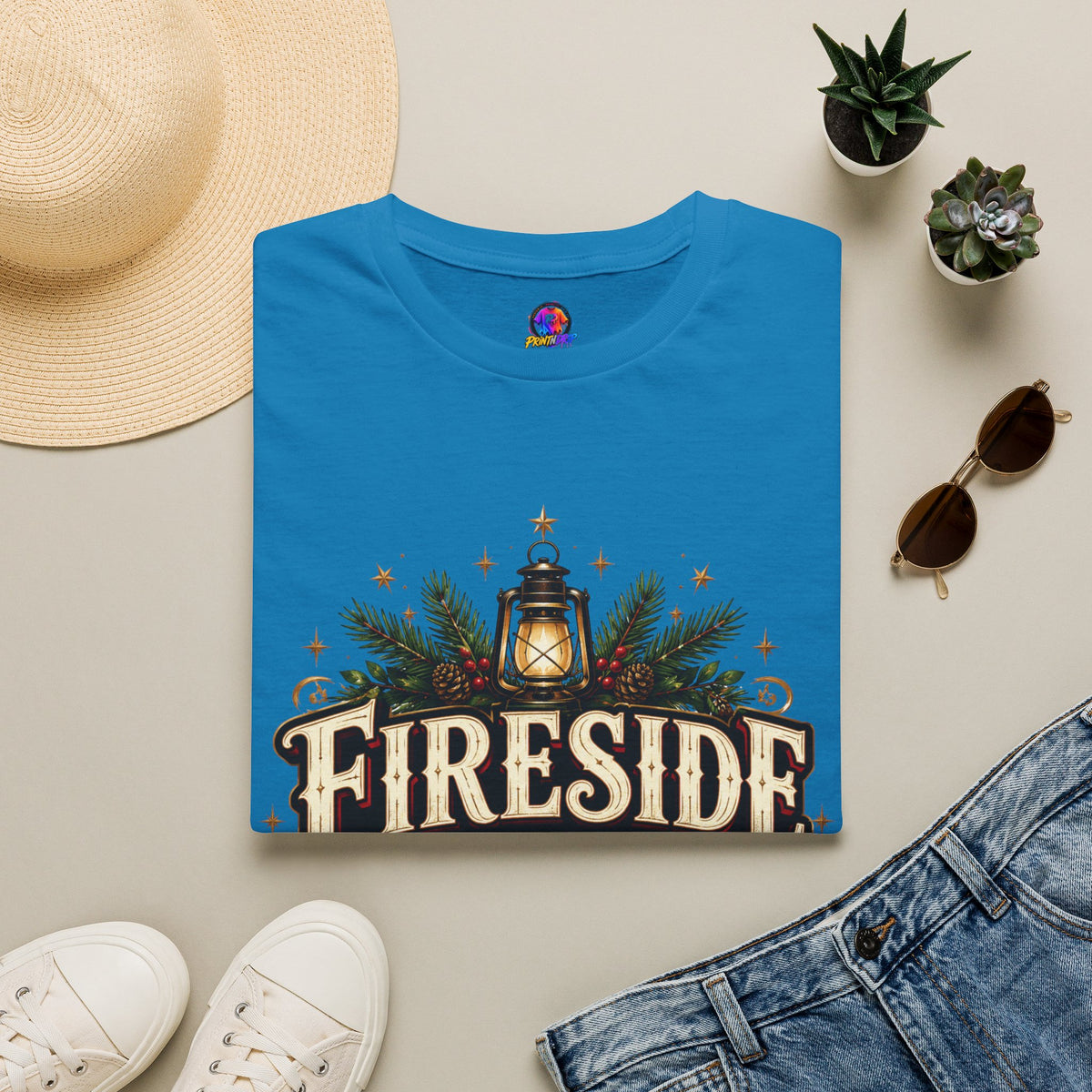 Fireside Festive Club T-Shirt — Cozy Holiday Lantern Graphic Tee