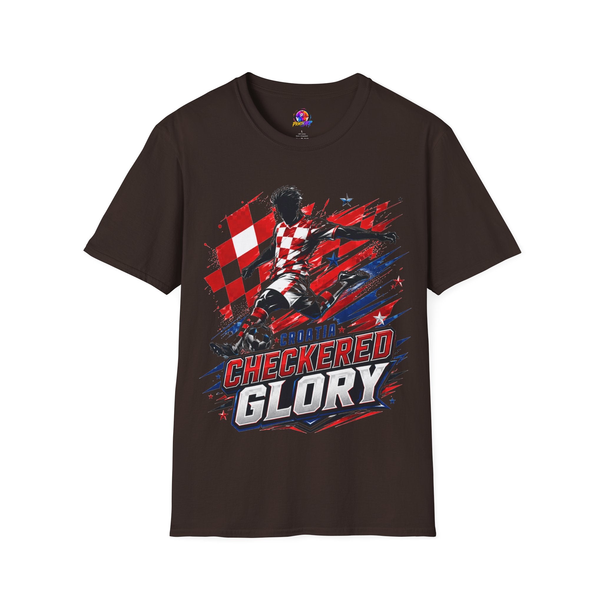 Checkered Glory T-Shirt — Croatia Soccer Fan Tee