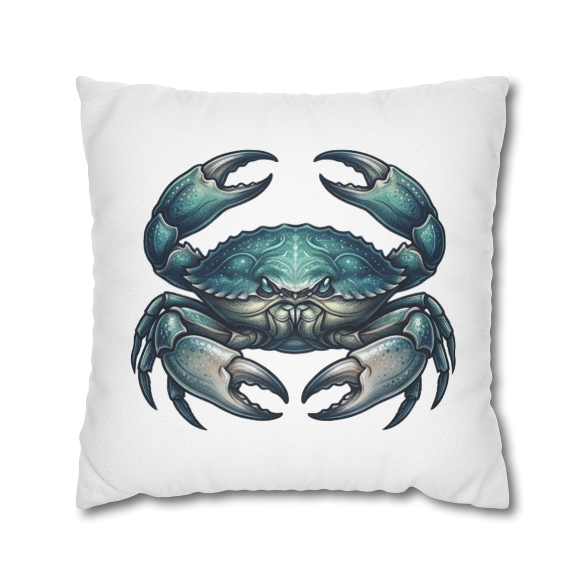 Cancer Zodiac Blue Crab Decorative Pillowcase — Coastal Beach House Accent
