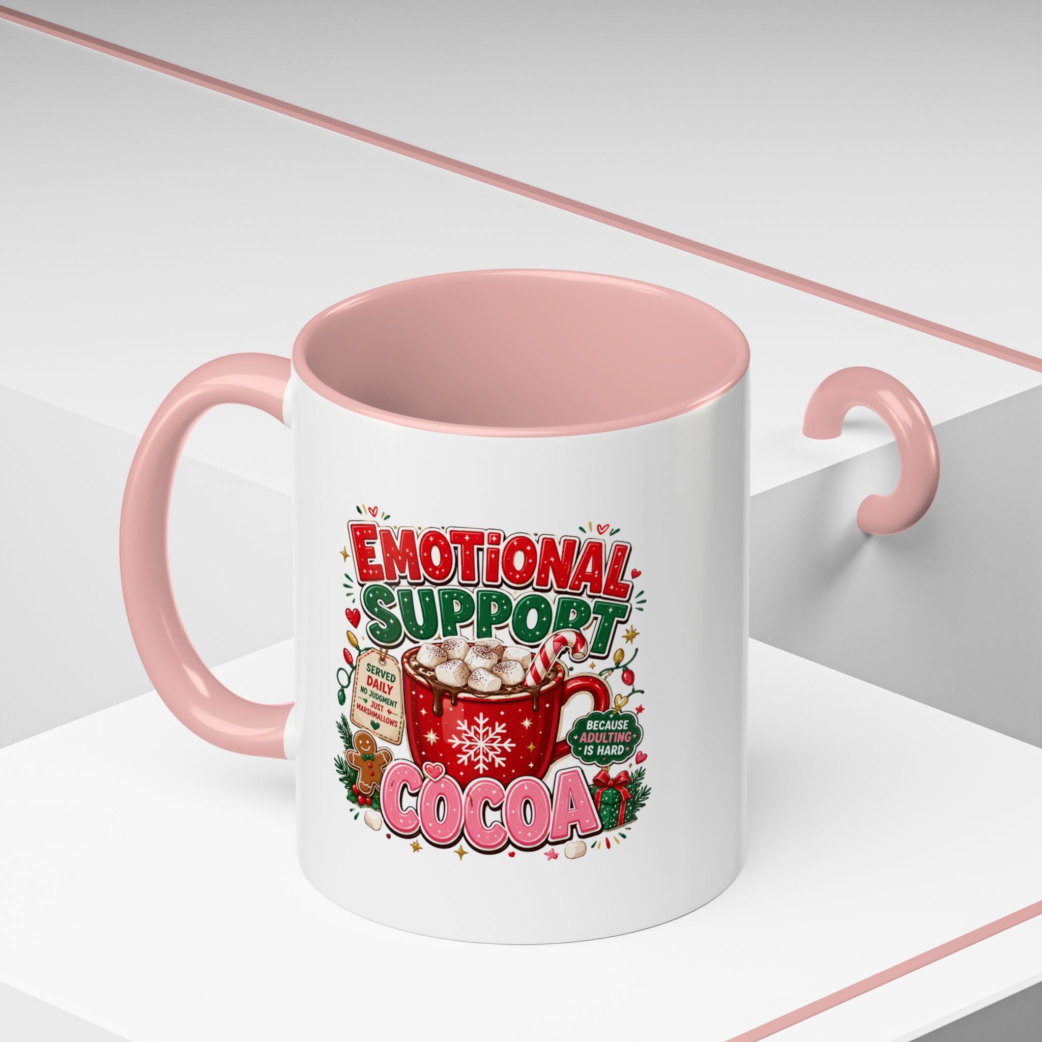 Modern Day Christmas  Emotional Support Cocoa Mug — Festive Hot Chocolate Christmas Coffee Cup (11/15oz)
