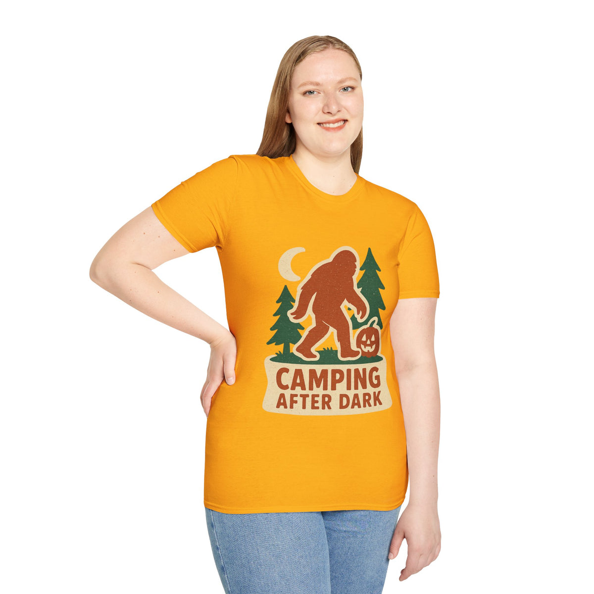 Camping After Dark T‑Shirt — Retro Bigfoot Camp Graphic Tee - Trending Now - August 2026
