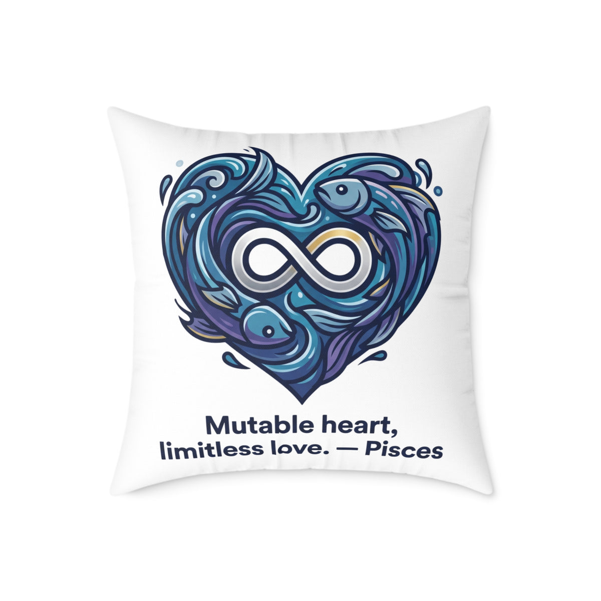 Pisces Zodiac Mutable Heart Limitless Love Square Poly Canvas Pillow