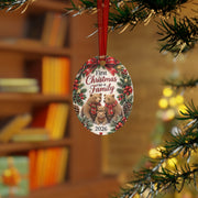 First Christmas as a Family 2026 Metal Ornament – Cute Bear Family Holiday Keepsake