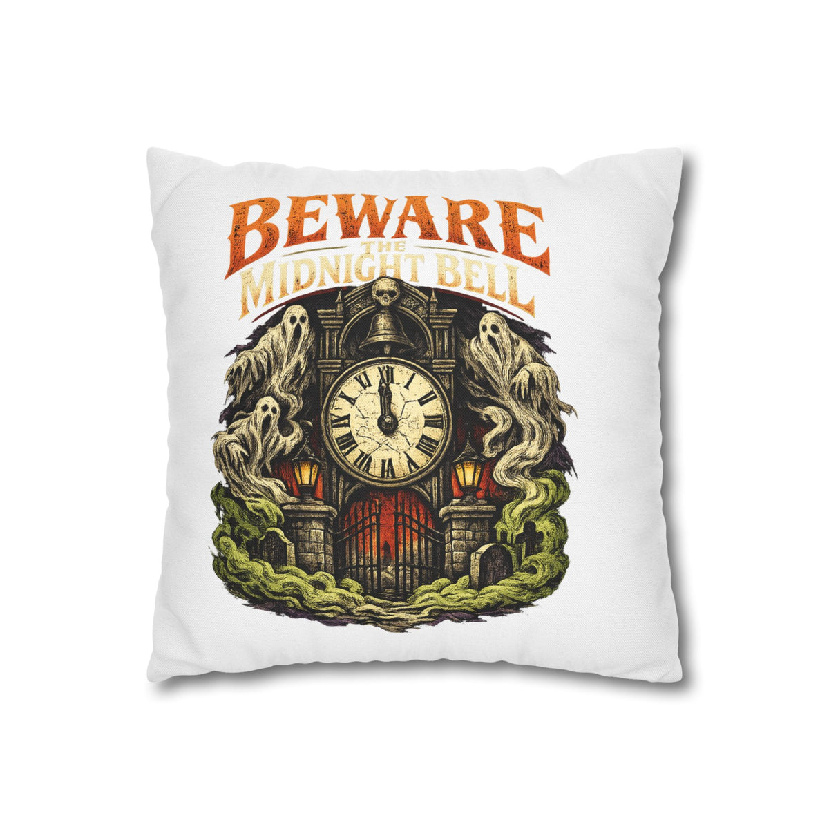 Halloween Beware Midnight Bell Decorative Pillowcase