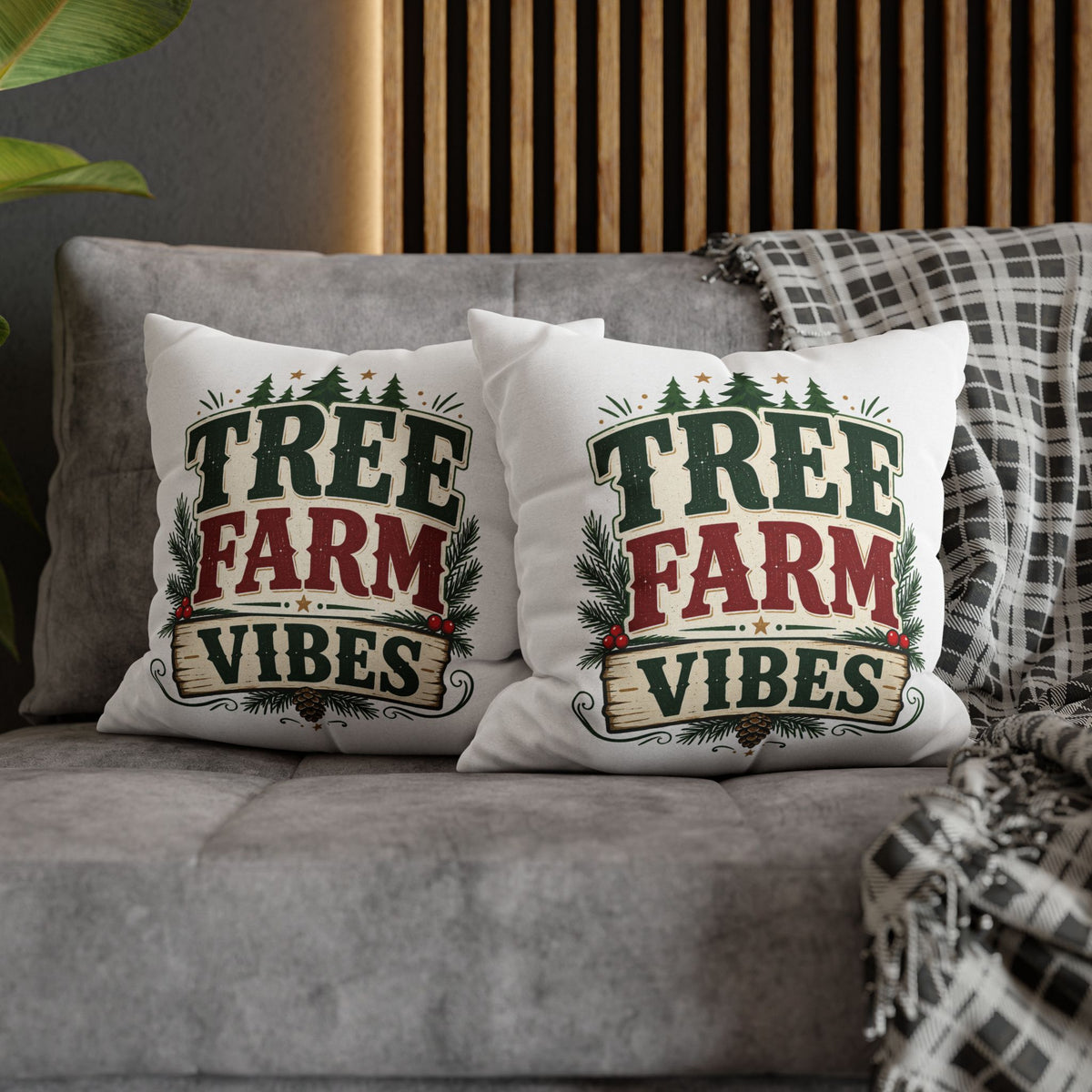 Christmas Pillowcase Tree Farm Vibes Holiday Pillow