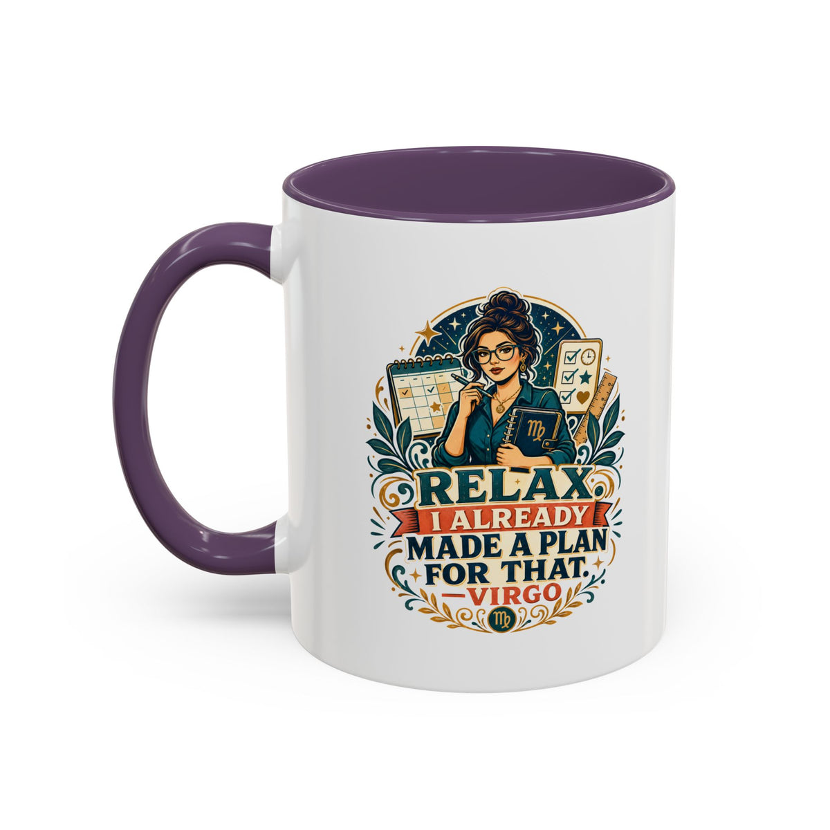 Virgo Zodiac Mug Accent Coffee Mug — "Relax I Already Made a Plan for That" Virgo Astrology Mug