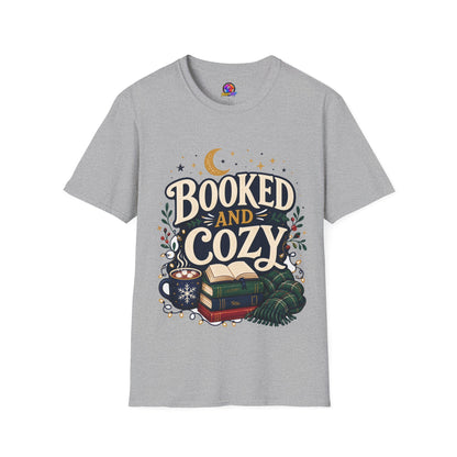 Booked and Cozy T-Shirt — Cozy Reading Graphic Tee (Books, Moon & Stars)