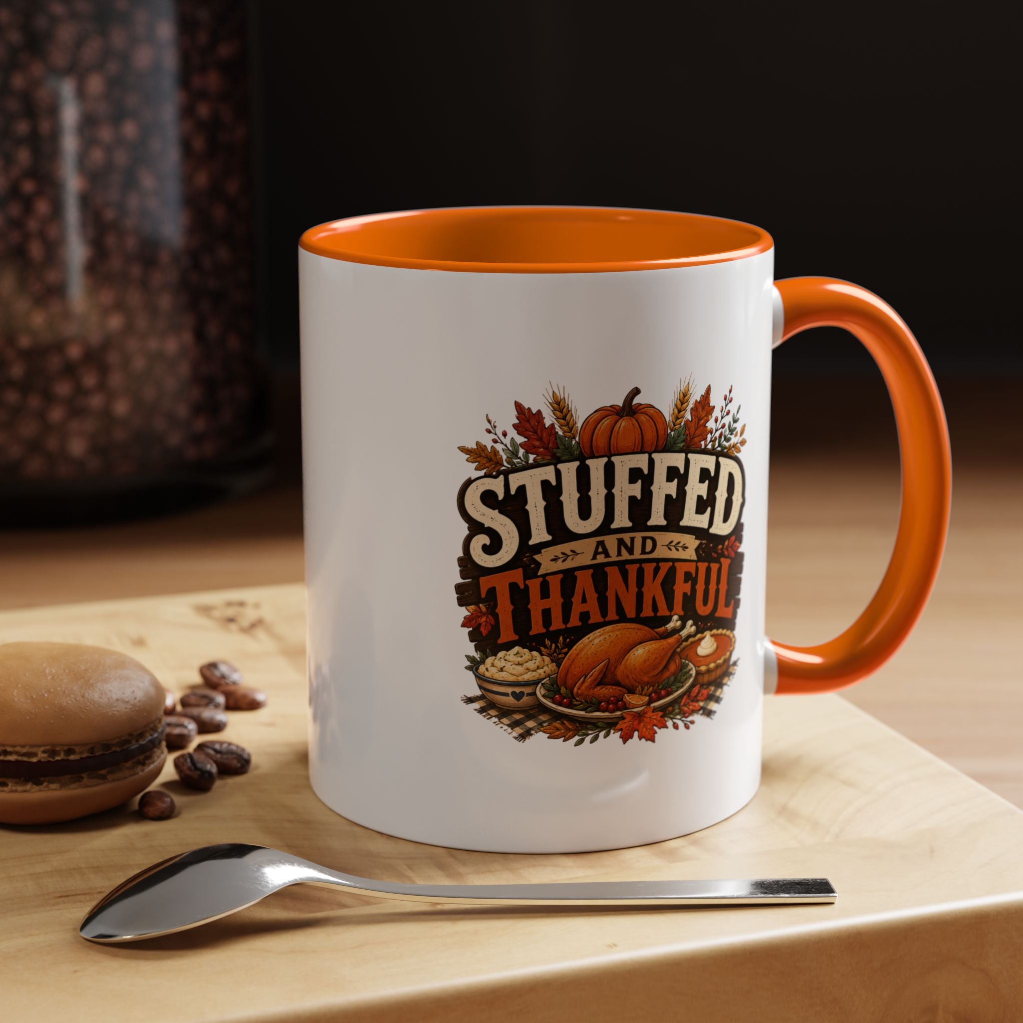 Thanksgiving Mug Stuffed and Thankful Coffee Mug — Thanksgiving Fall Holiday Kitchen Gift