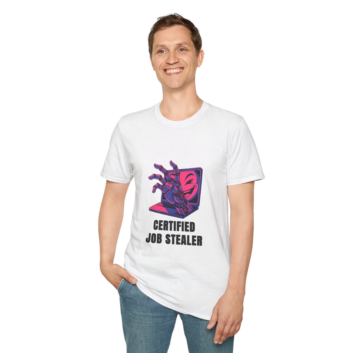 Certified Job Stealer T-Shirt — Retro Cyber Hand Graphic Tee - Trending Now - August 2026
