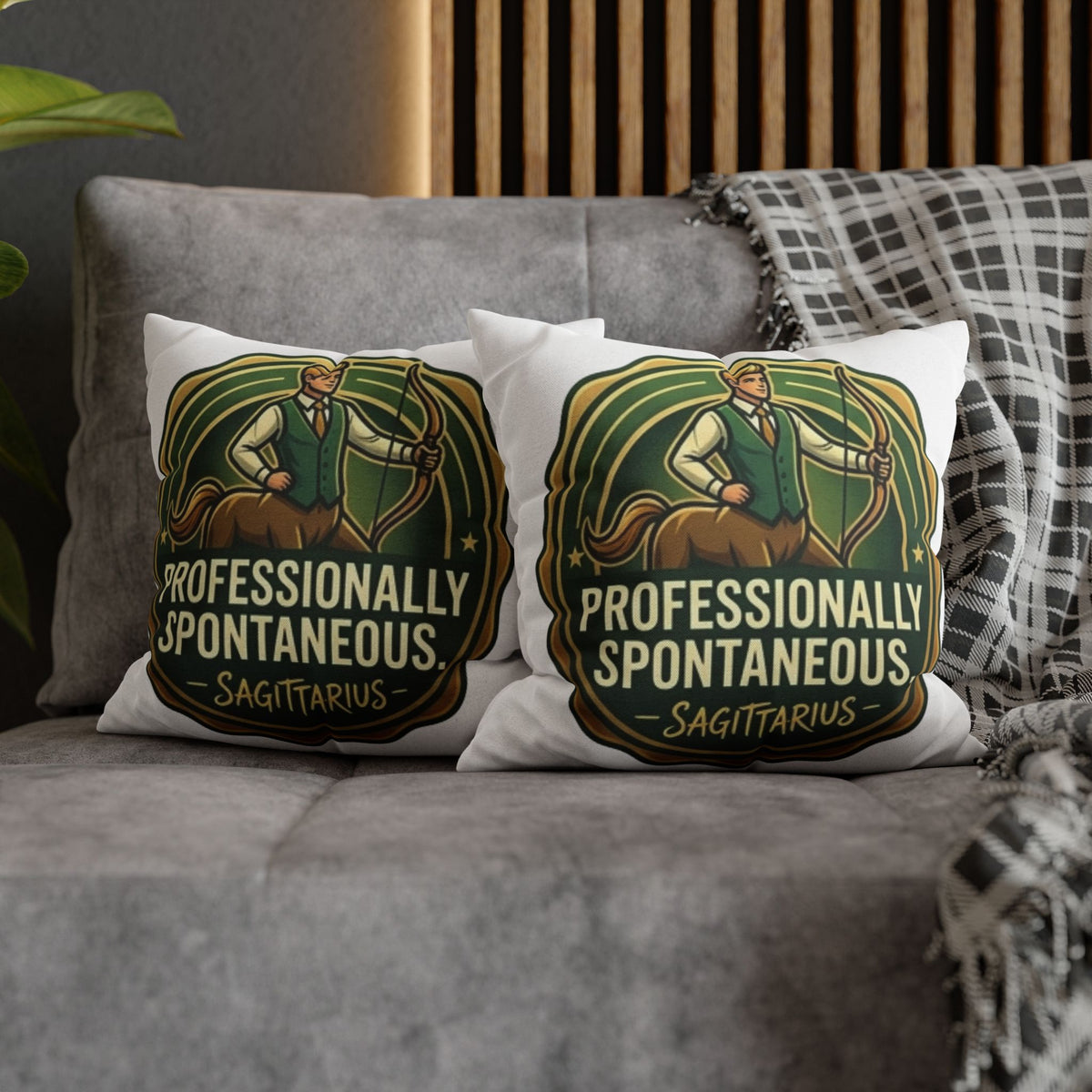 Sagittarius Pillowcase — "Professionally Spontaneous" Zodiac Decor