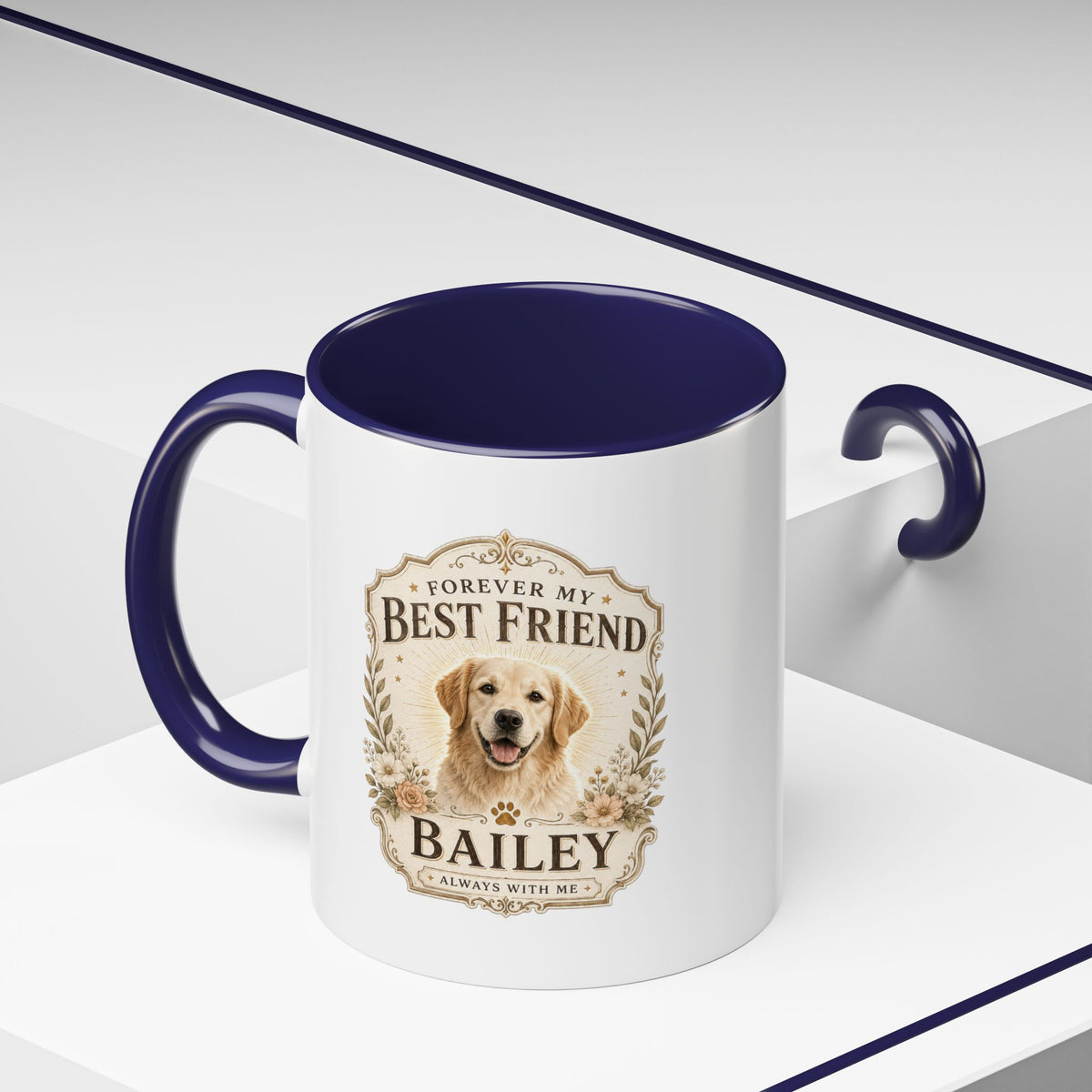Milo Bailey Dog Dad Mom Forever My Best Friend Dog Coffee Mug — Personalized Pet Name Accent Mug