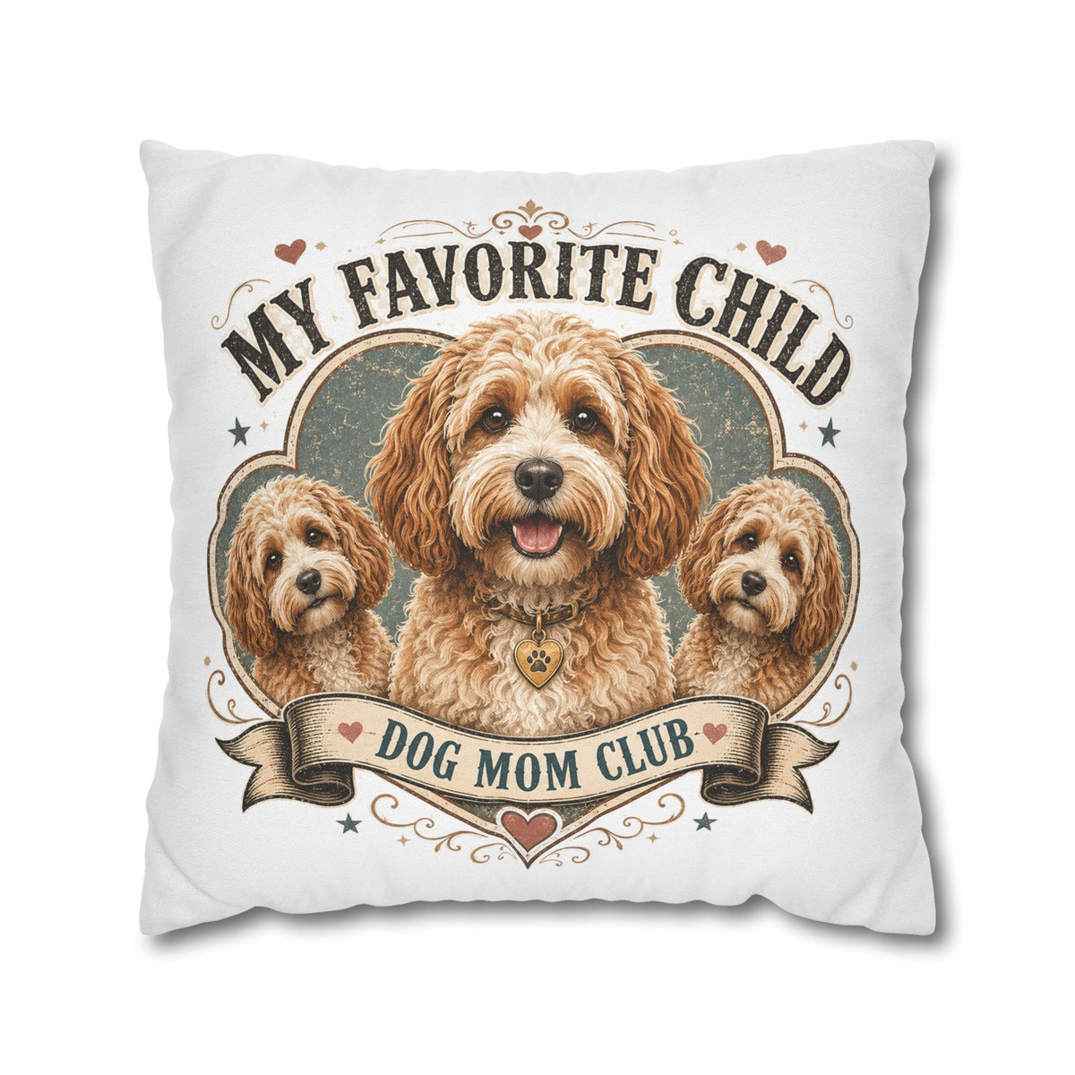 My Favorite Child Dog Mom Club Pillowcase  Milo Bailey Dog Dad Mom— Cute Doodle Pet Throw Pillow Cover