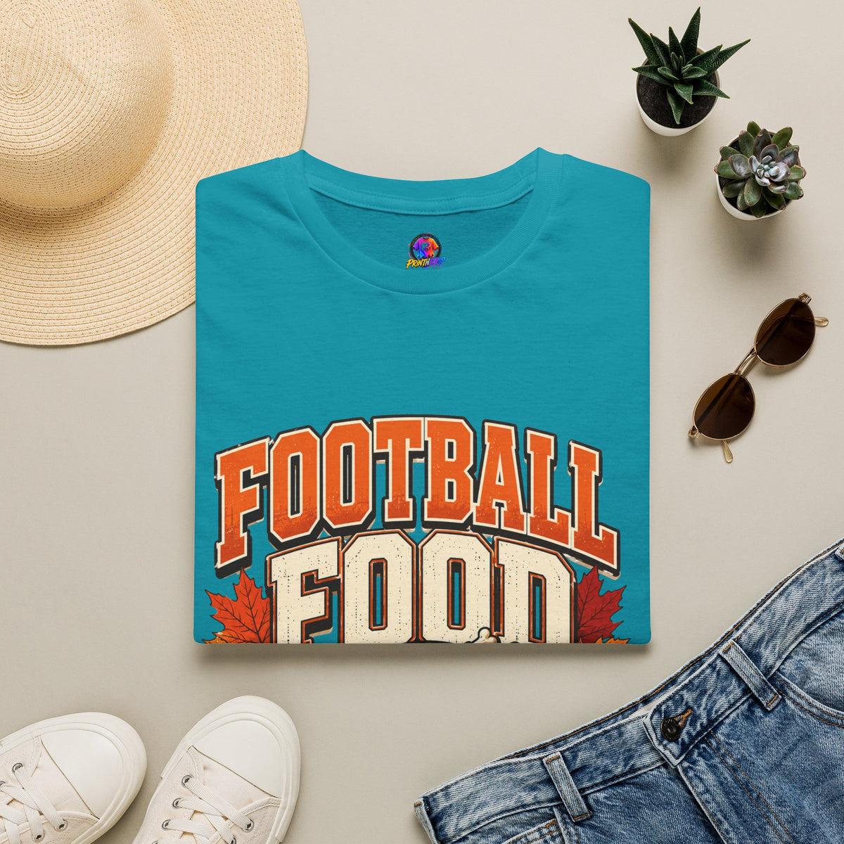 Thanksgiving T-Shirt Football Food Family T-Shirt — Thanksgiving Tailgate Tee for Fans