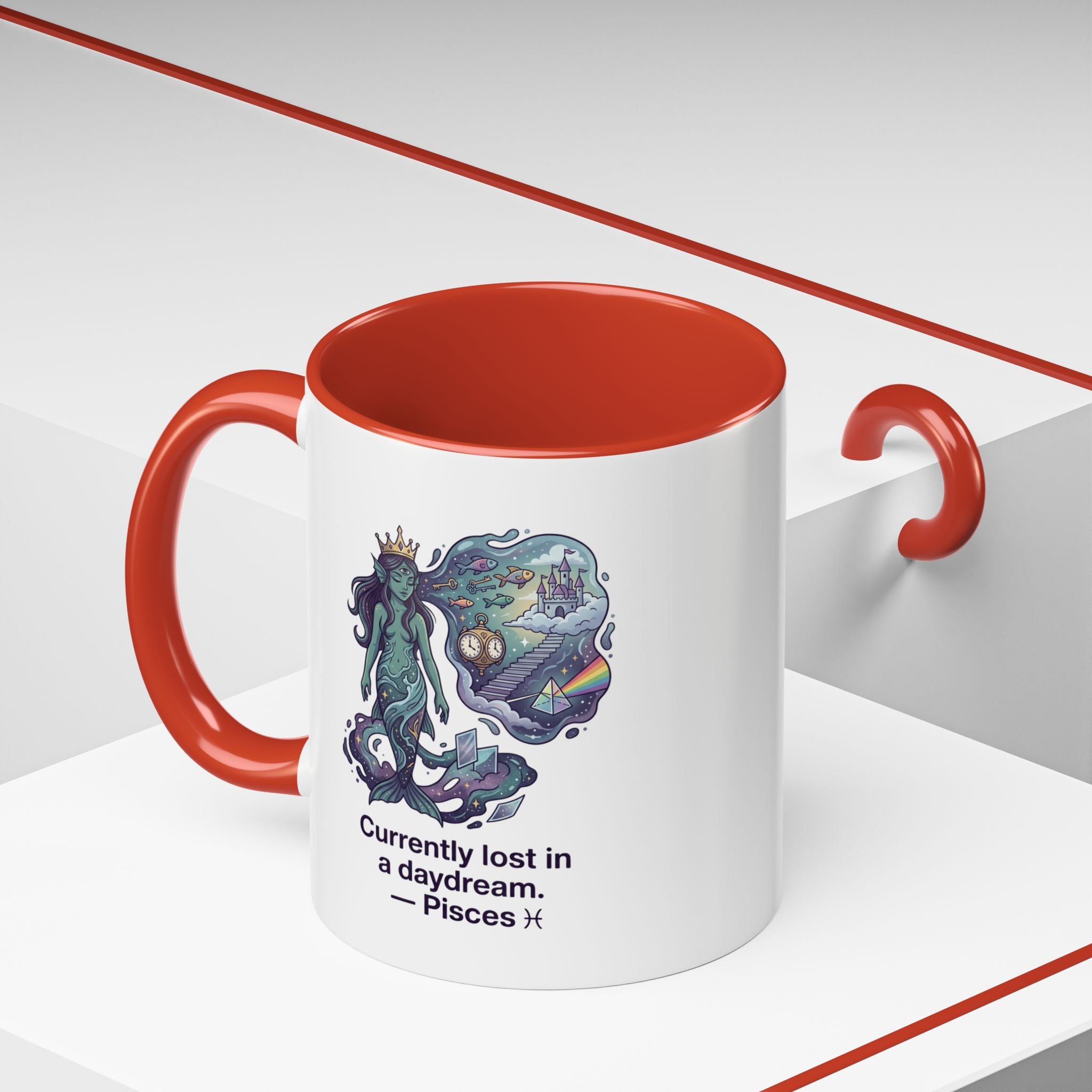 Pisces Daydream Accent Coffee Mug — "Currently lost in a daydream" Astrological Zodiac Gift