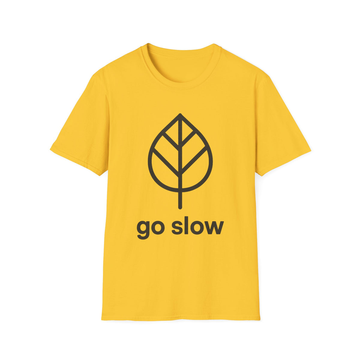 "Go Slow" Minimalist Leaf Graphic Tee - Aesthetic Slow Living Mindfulness White T-Shirt - Trending Now - September 2026