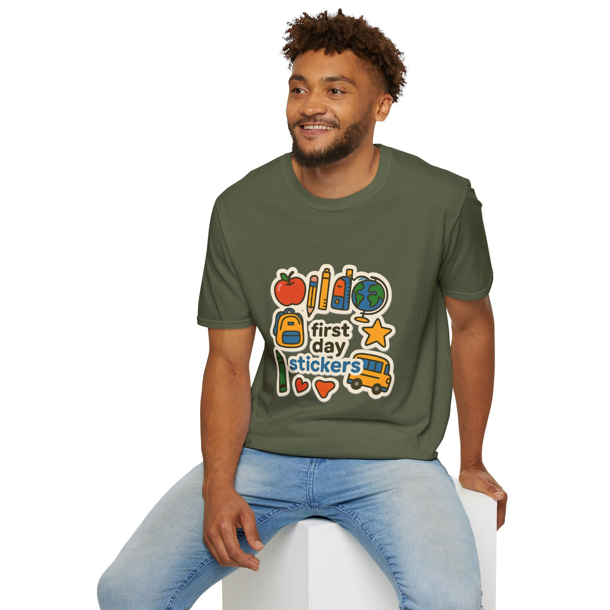 Teacher Sticker Icons T-Shirt — Cute Apple, Pencil & Globe School Tee - Trending Now - August 2026