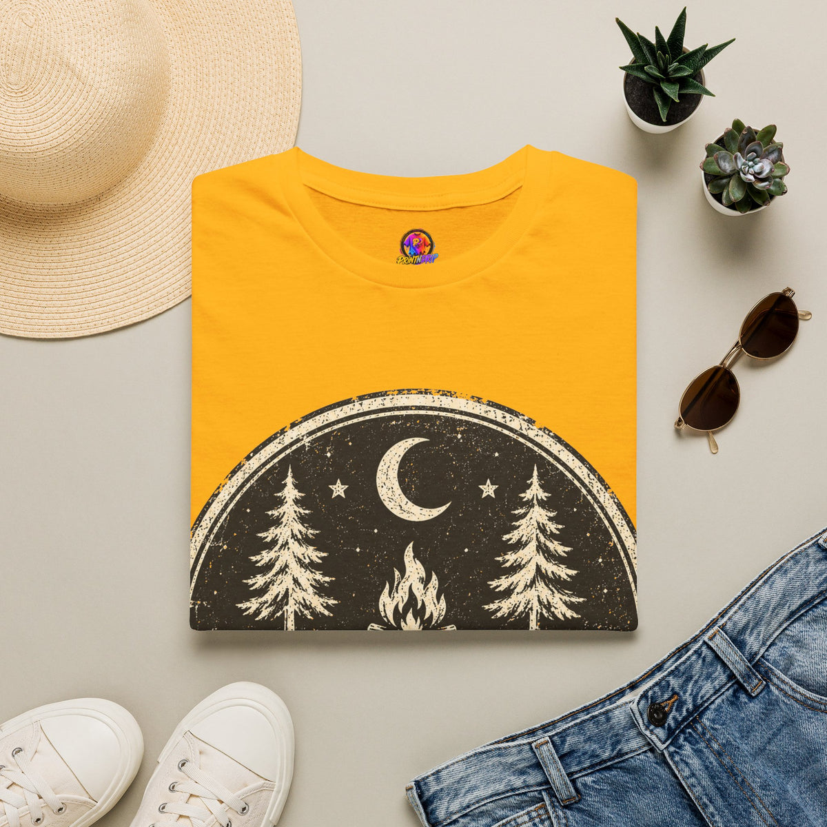 Campfire After Dark Tee — Vintage Wilderness Camping T-Shirt
