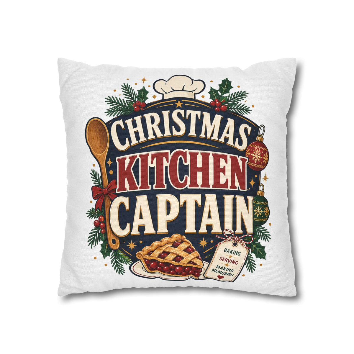 Christmas Kitchen Captain Pillowcase Modern Day Christmas  — Holiday Baking Decorative Throw Pillowcase